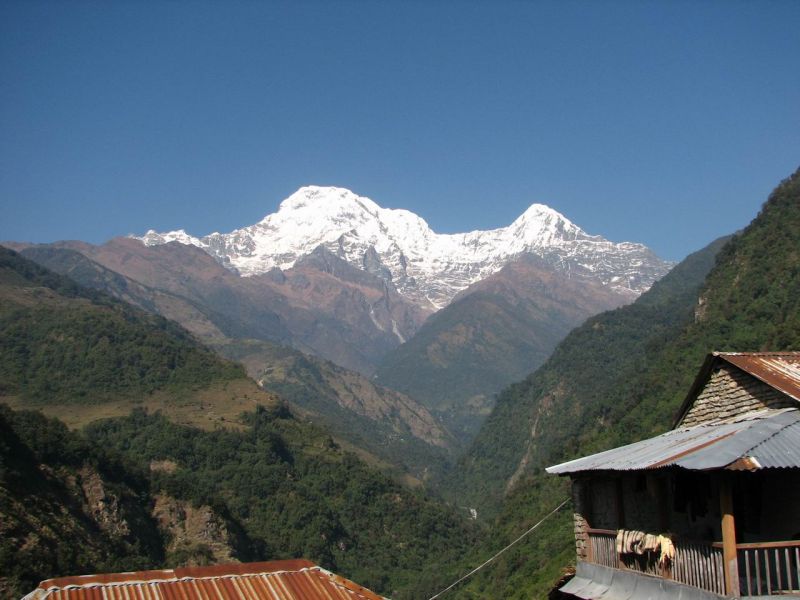 V dlce u se ukazuje masiv Annapurny